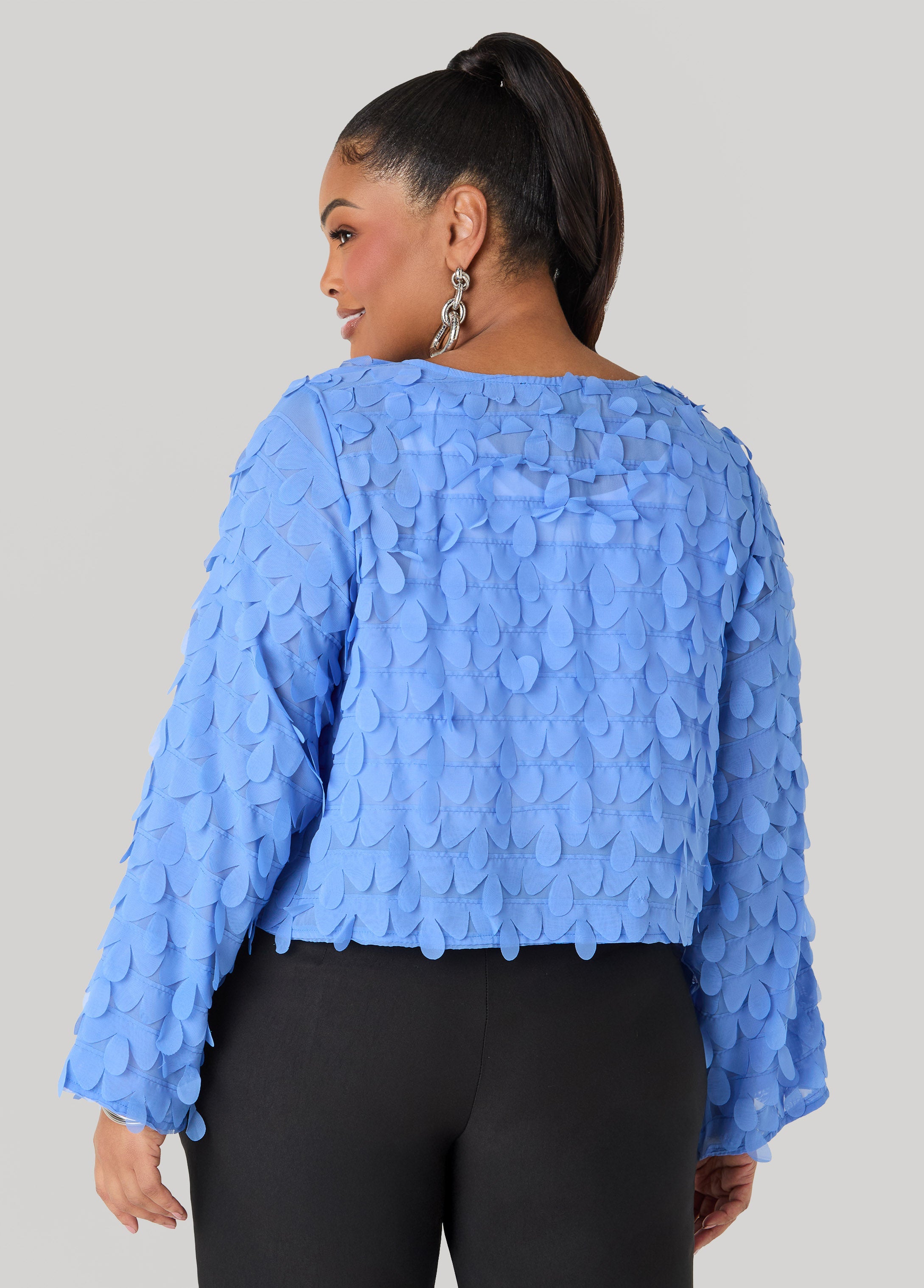 Cropped Petal Jacket Macaw Green | Ashley Stewart