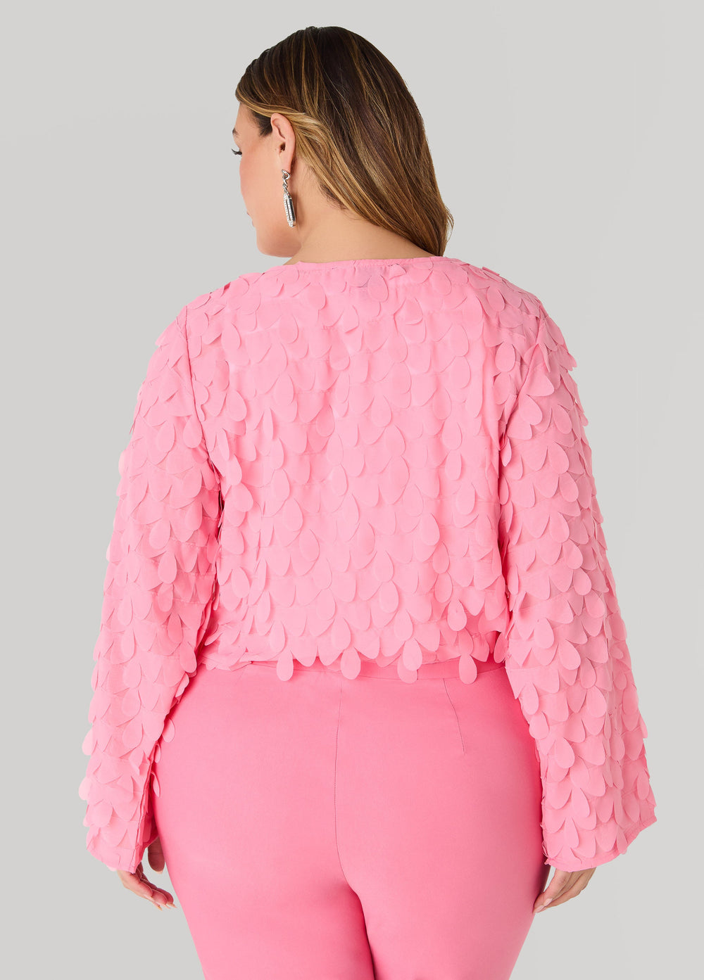 Cropped Petal Jacket Macaw Green | Ashley Stewart