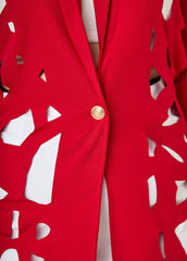 Cutout Knit Blazer Red | Ashley Stewart