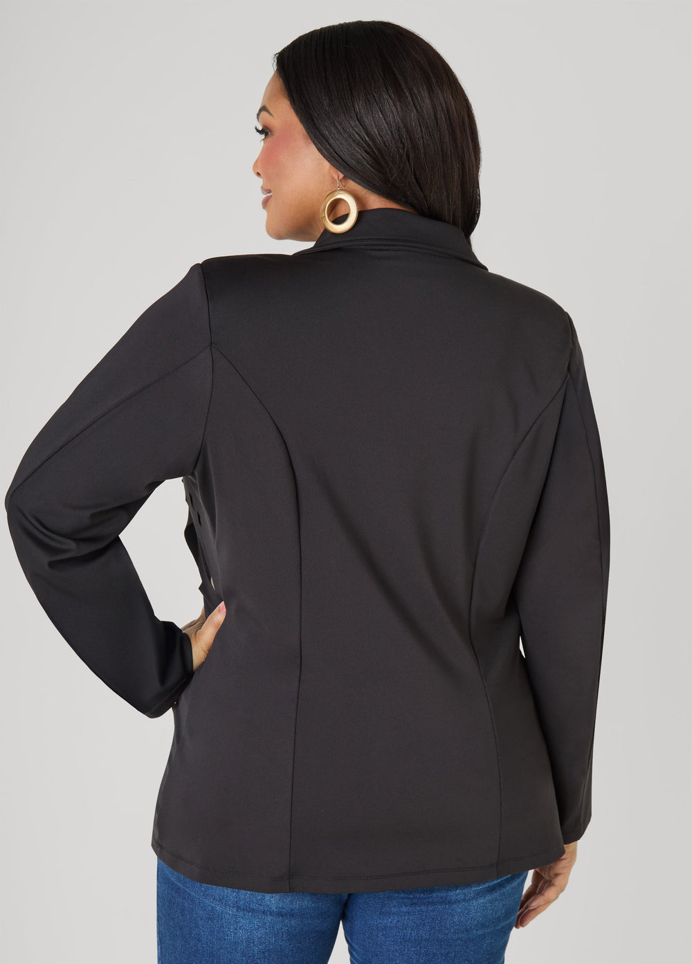 Cutout Knit Blazer Red | Ashley Stewart