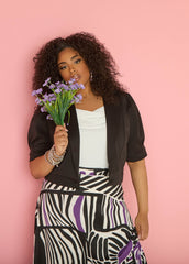 Cropped Scuba Jacket Black | Ashley Stewart