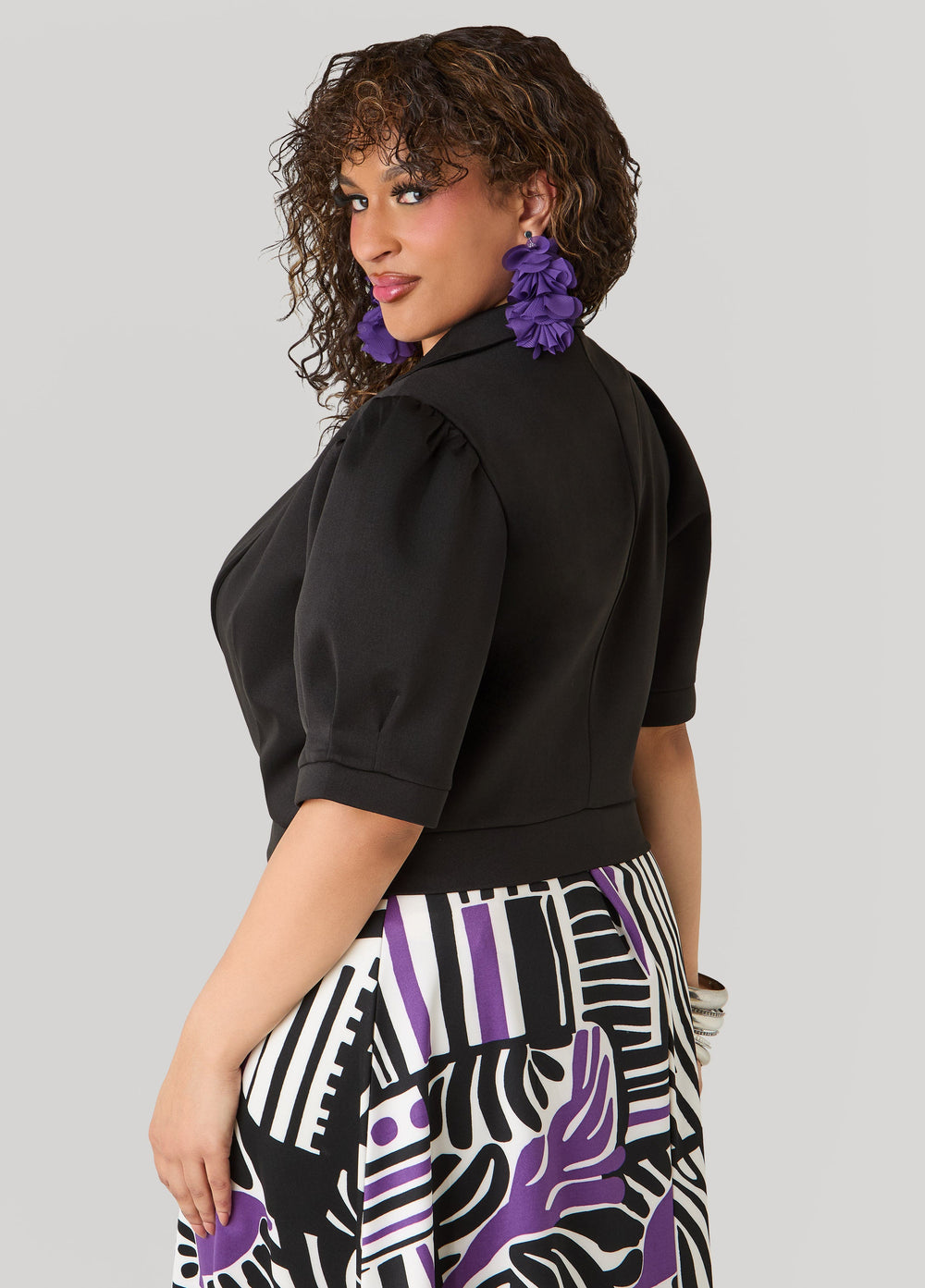 Cropped Scuba Jacket Black | Ashley Stewart