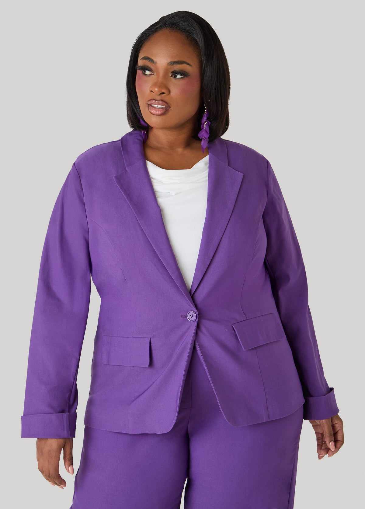 Millennium Cuffed Blazer Pansy | Ashley Stewart