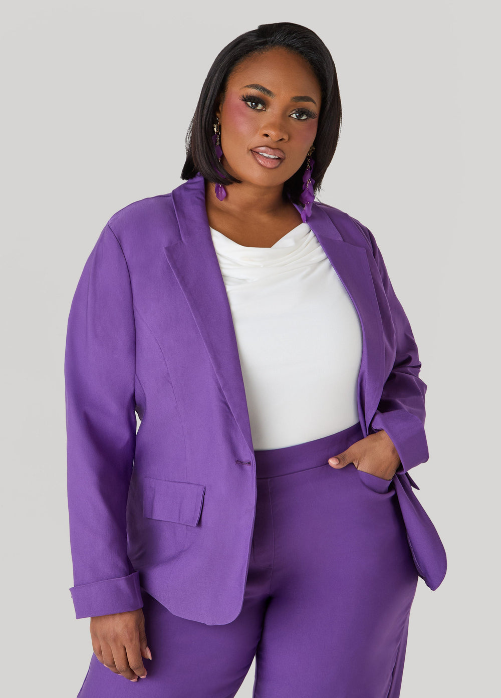Millennium Cuffed Blazer Pansy | Ashley Stewart