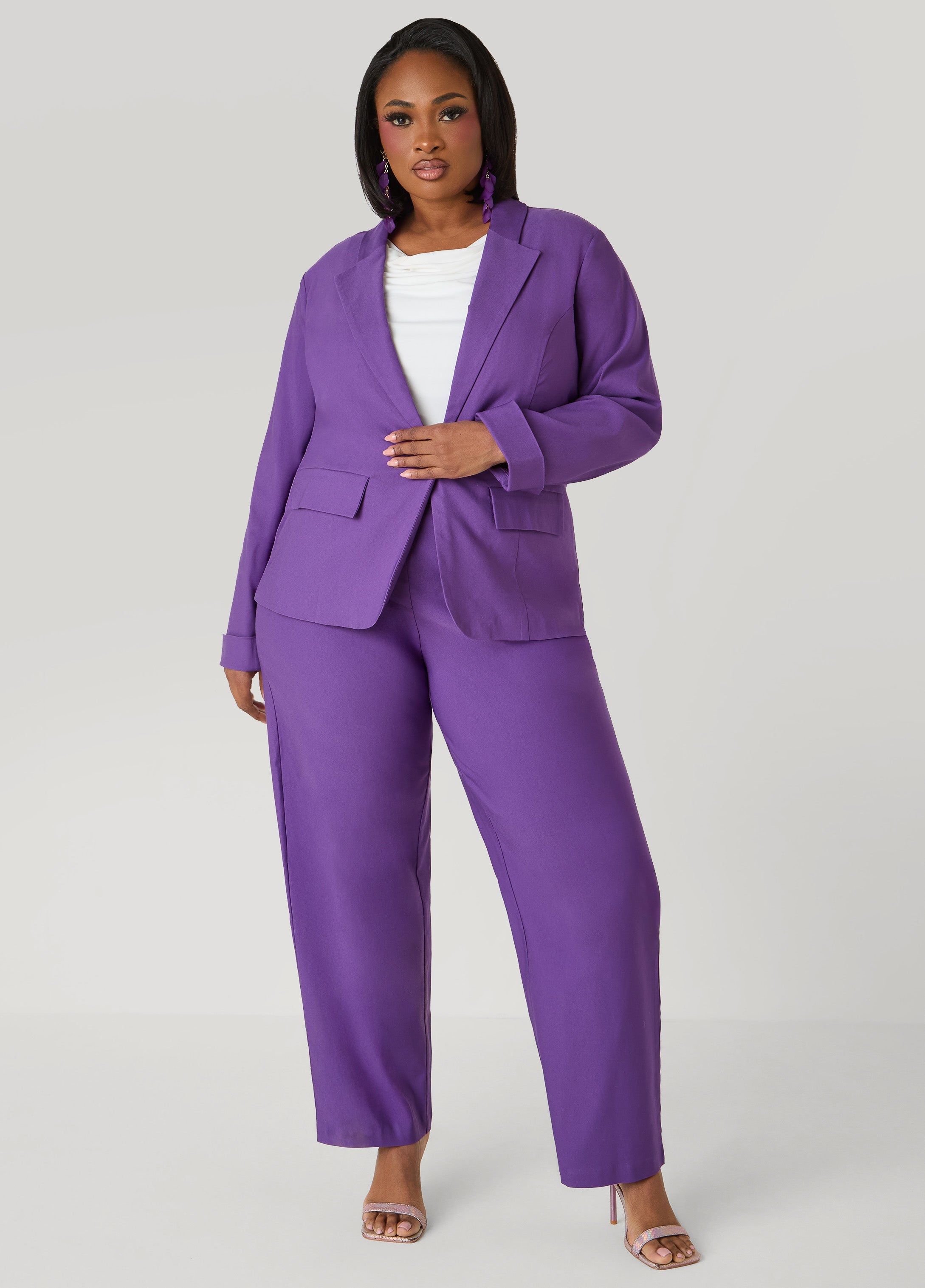 Millennium Cuffed Blazer Pansy | Ashley Stewart
