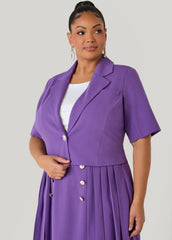 Cropped Button Front Blazer Pansy | Ashley Stewart