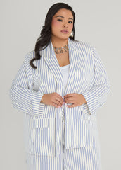 Pinstriped Blazer Turtledove | Ashley Stewart