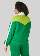 Drawstring Colorblock Track Jacket Macaw Green | Ashley Stewart