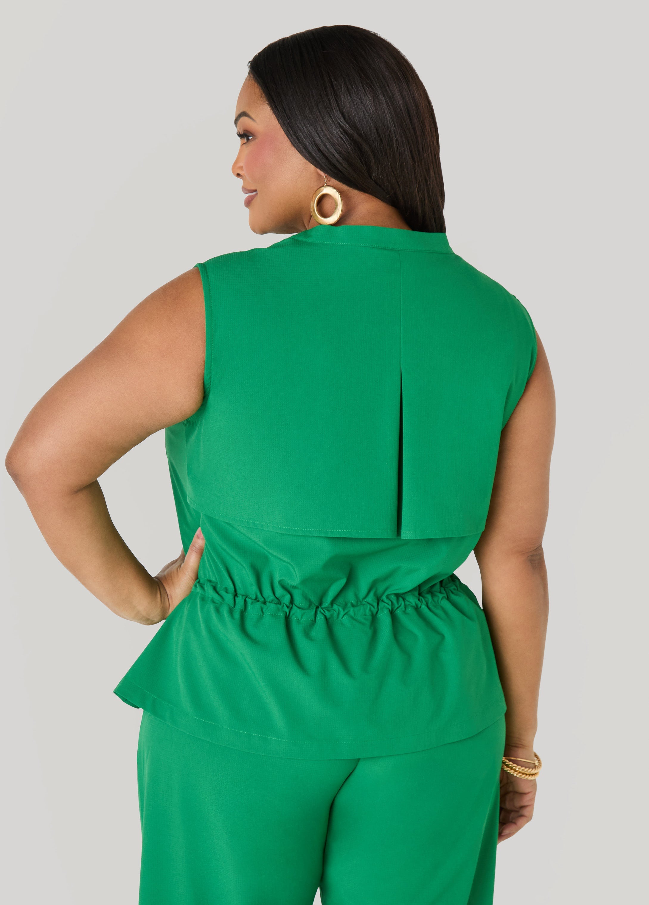 Storm Flap Drawstring Waist Vest Amazon | Ashley Stewart
