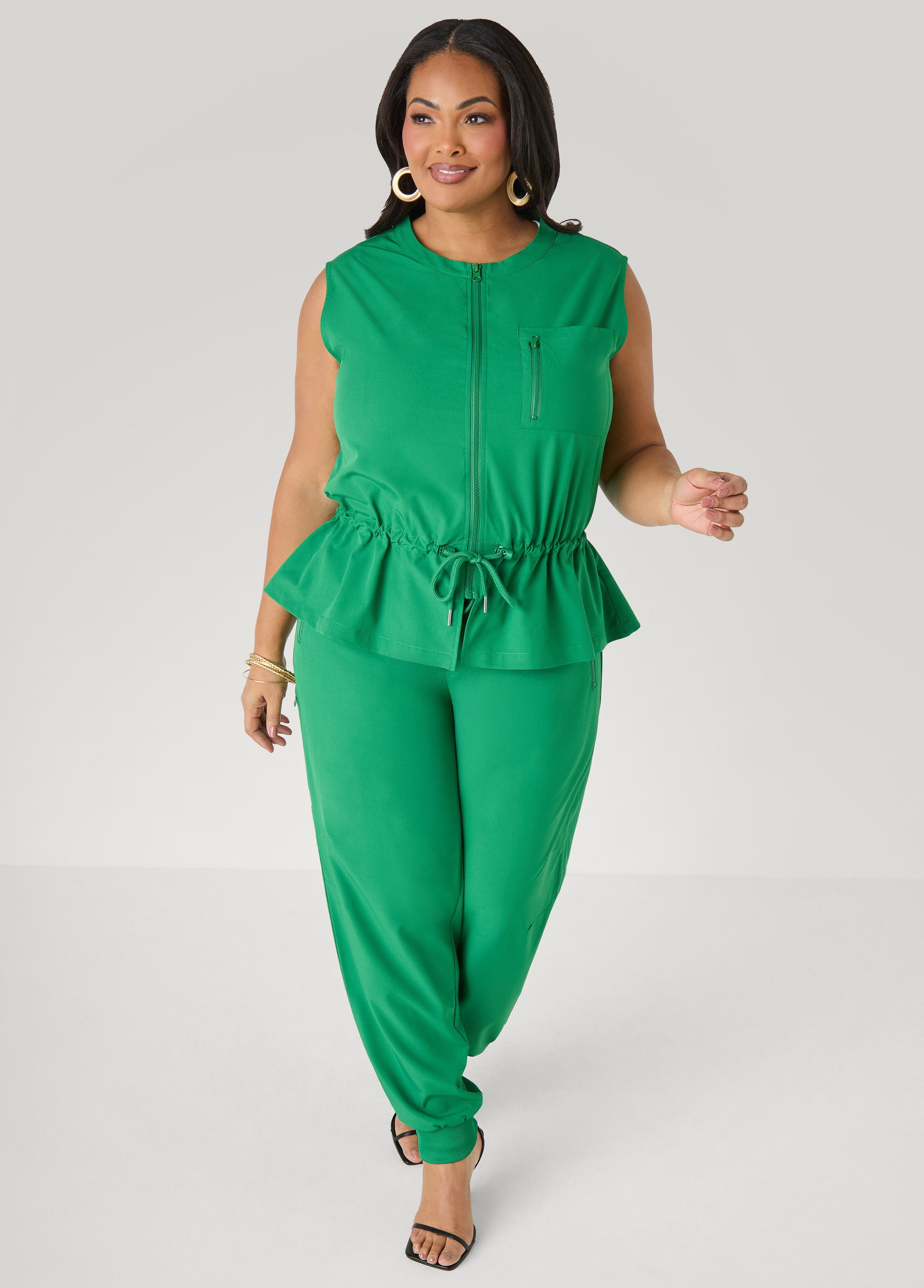 Storm Flap Drawstring Waist Vest Amazon | Ashley Stewart