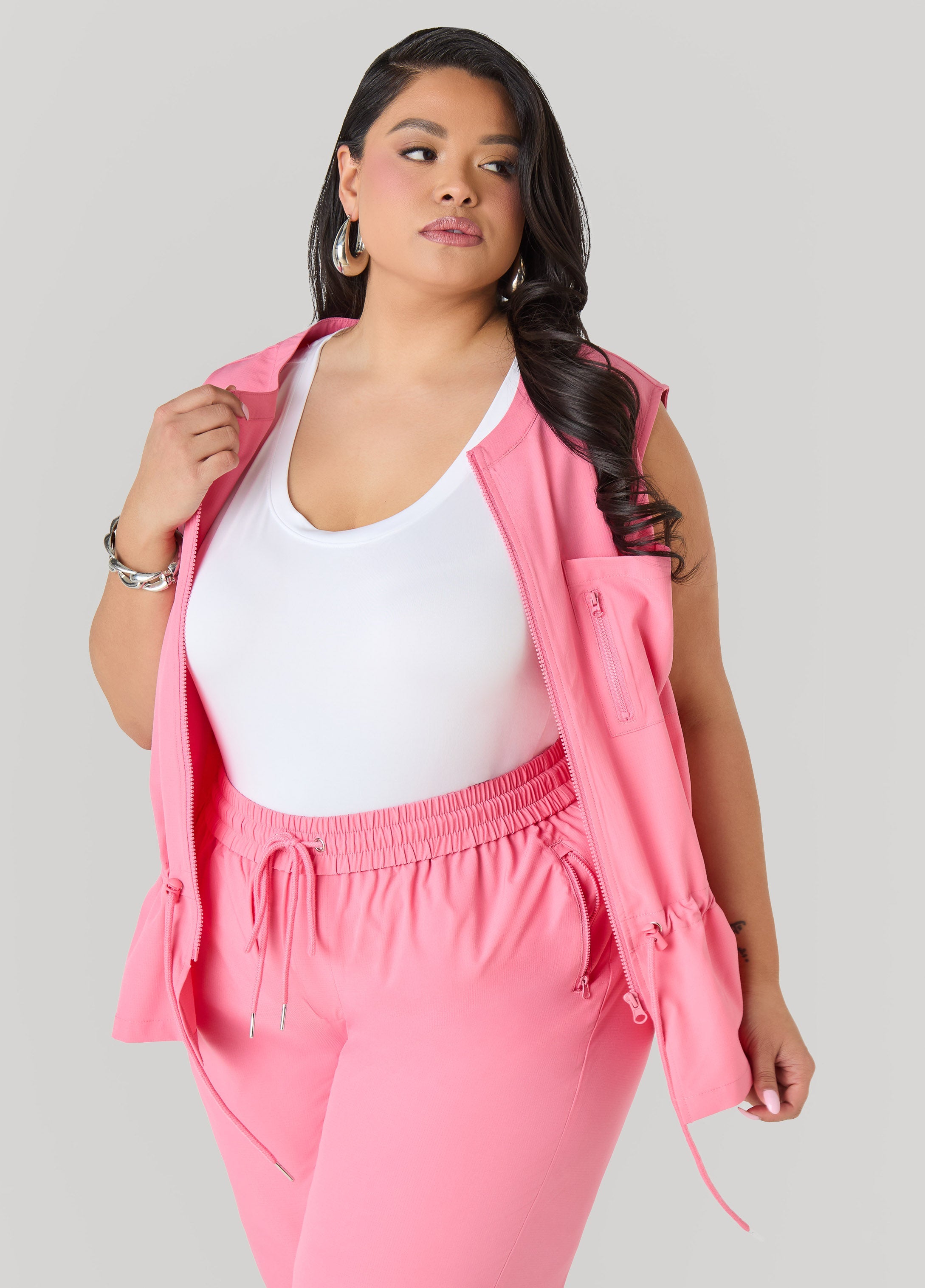 Storm Flap Drawstring Waist Vest Amazon | Ashley Stewart