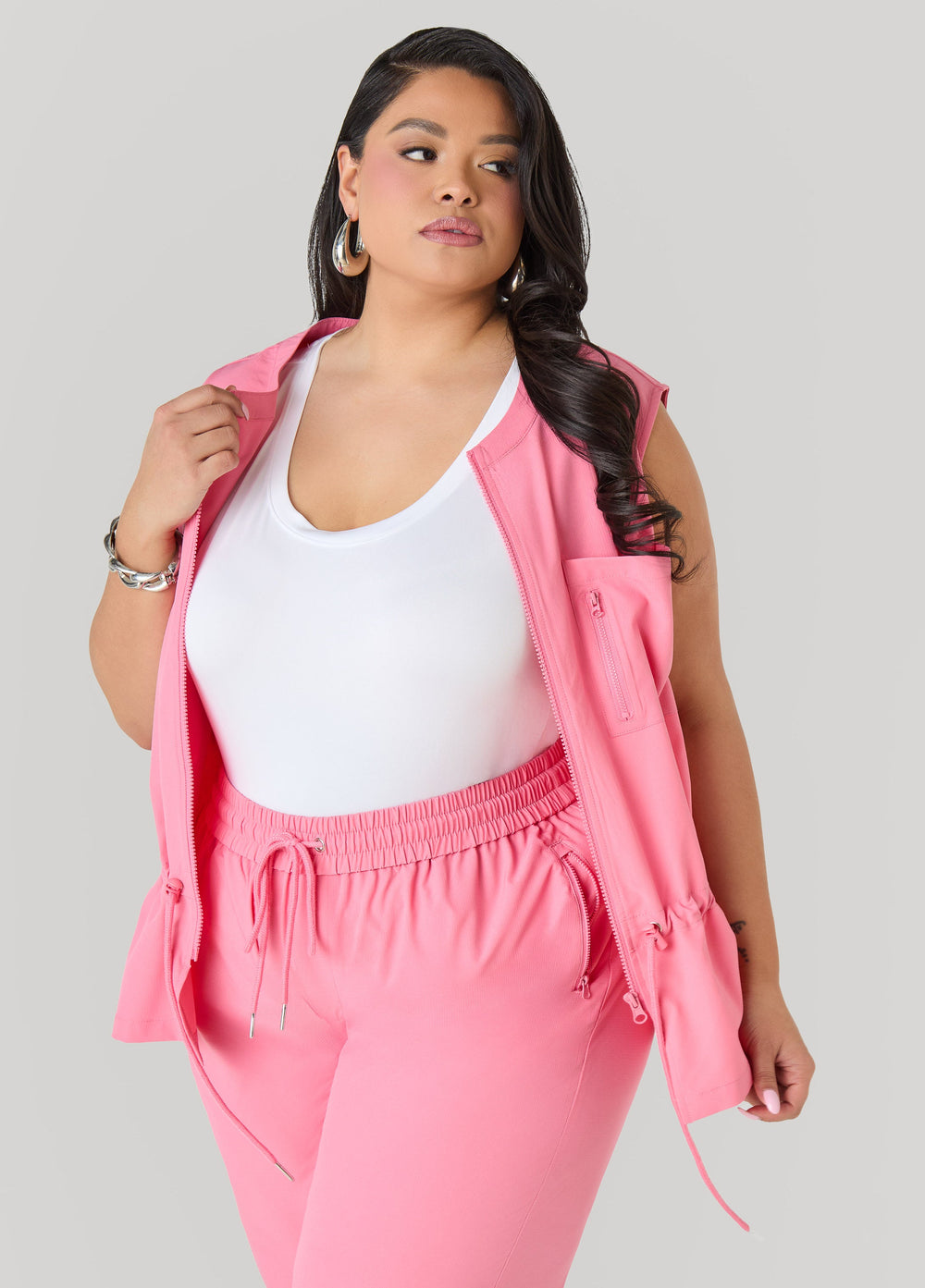 Storm Flap Drawstring Waist Vest Amazon | Ashley Stewart