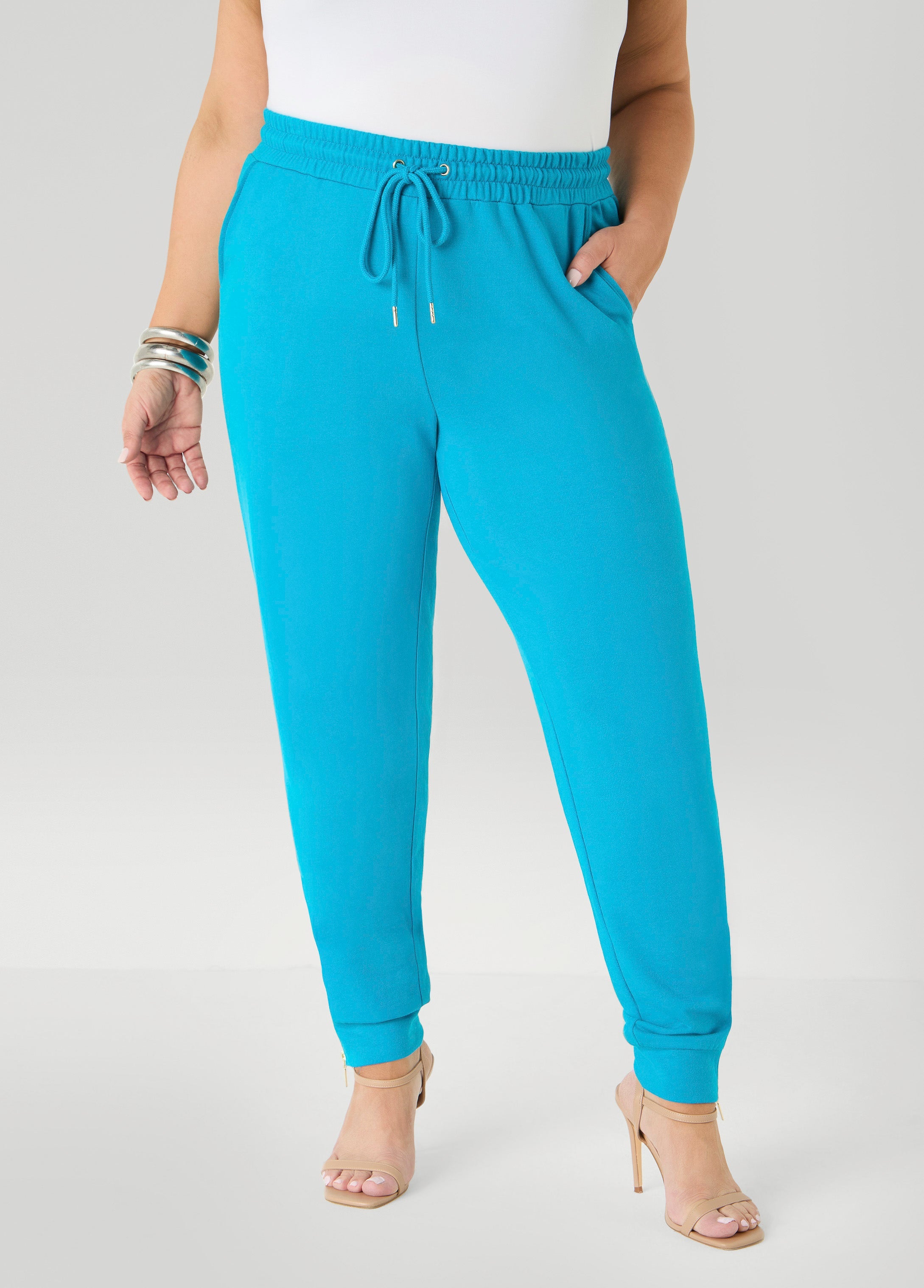 Ankle Zip Joggers Spectra Yellow | Ashley Stewart