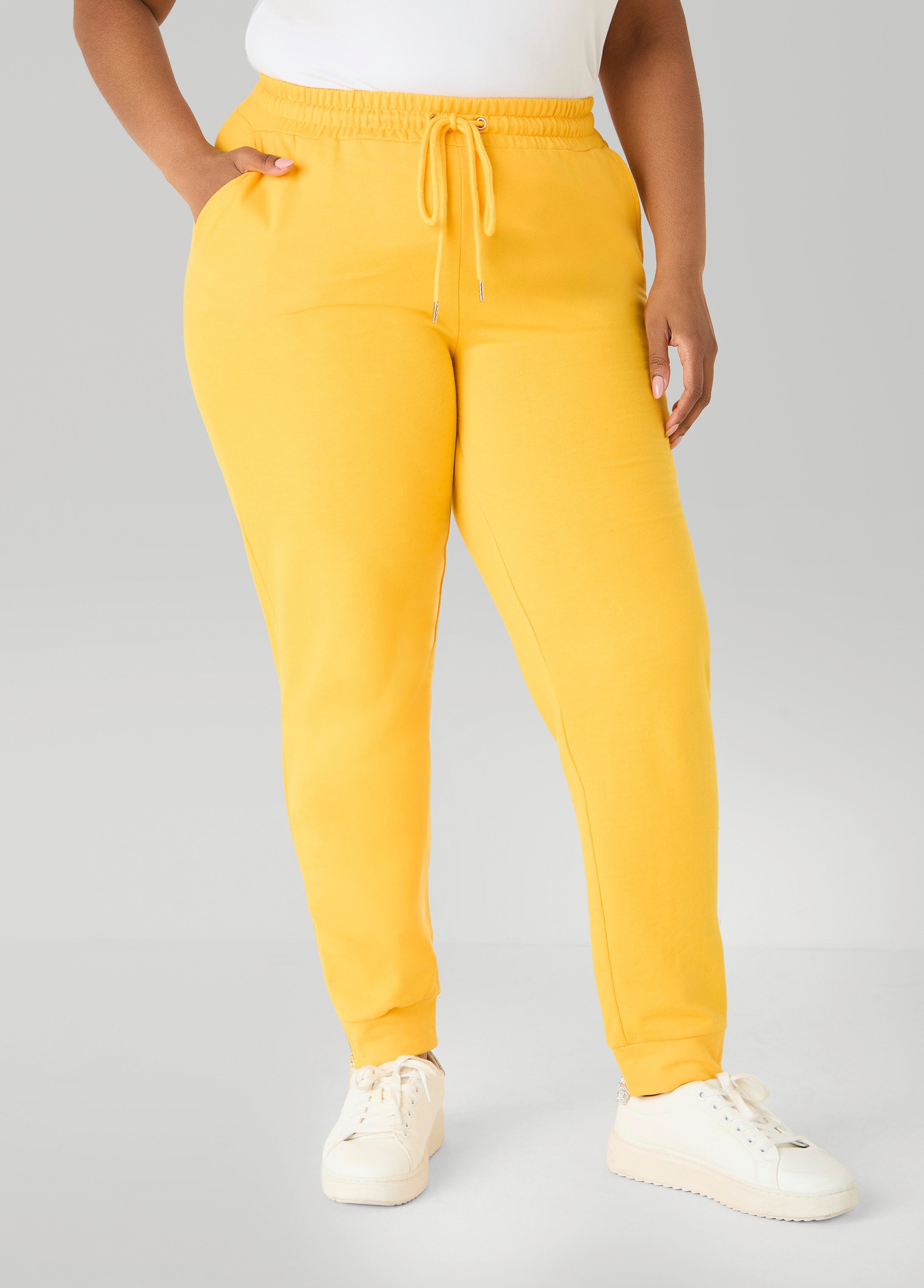 Ankle Zip Joggers Spectra Yellow | Ashley Stewart