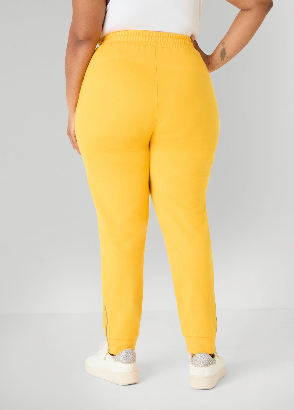 Ankle Zip Joggers Spectra Yellow | Ashley Stewart