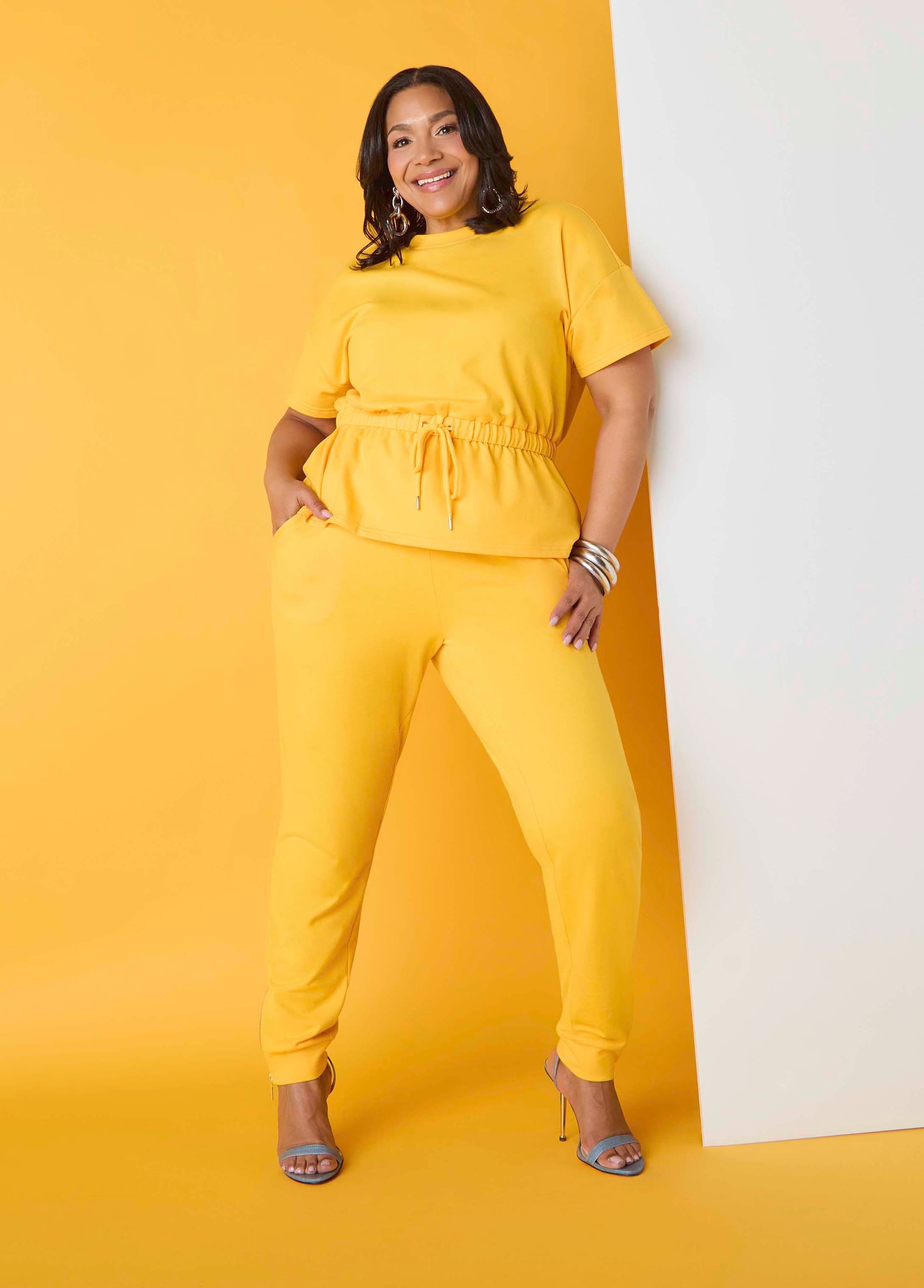 Ankle Zip Joggers Spectra Yellow | Ashley Stewart