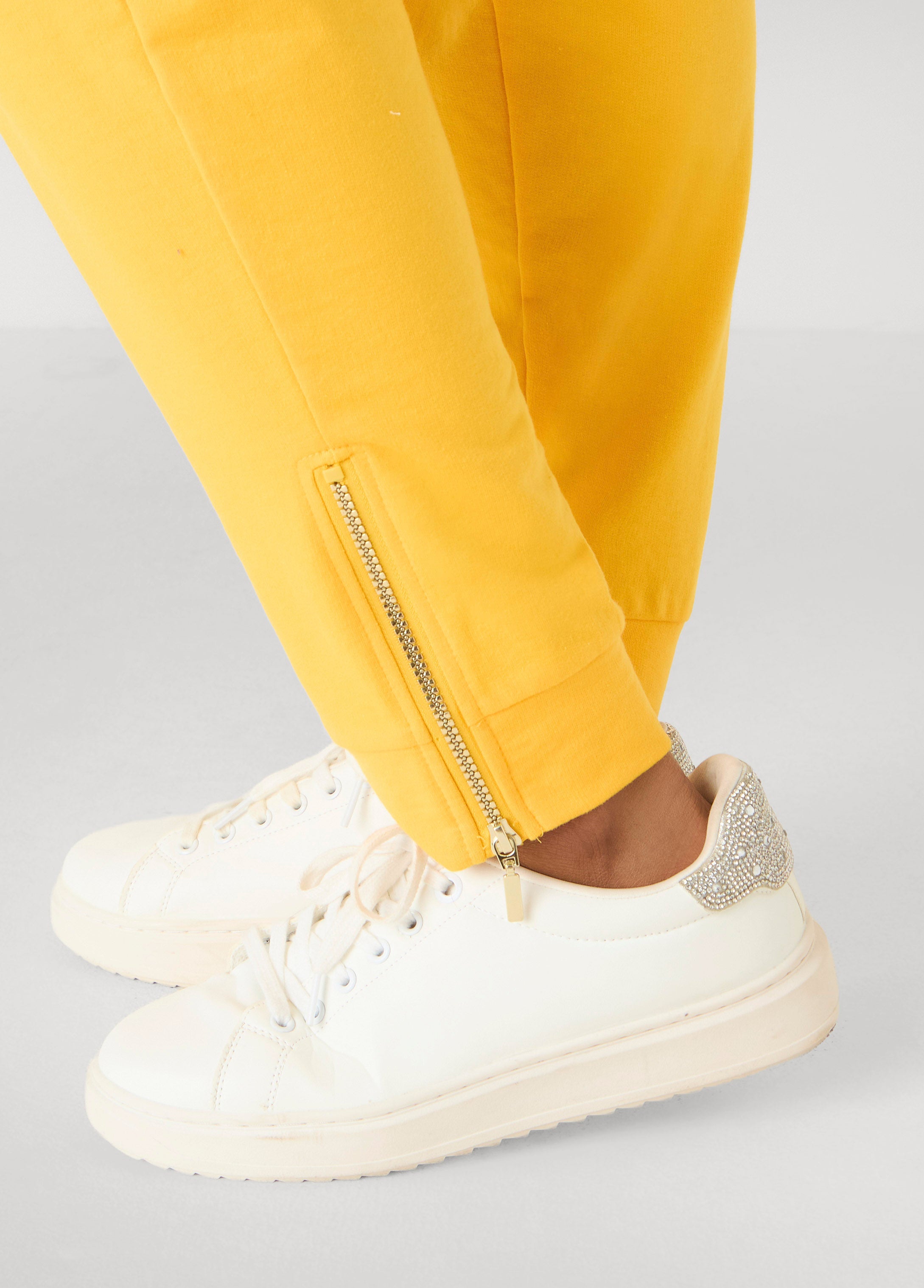 Ankle Zip Joggers Spectra Yellow | Ashley Stewart