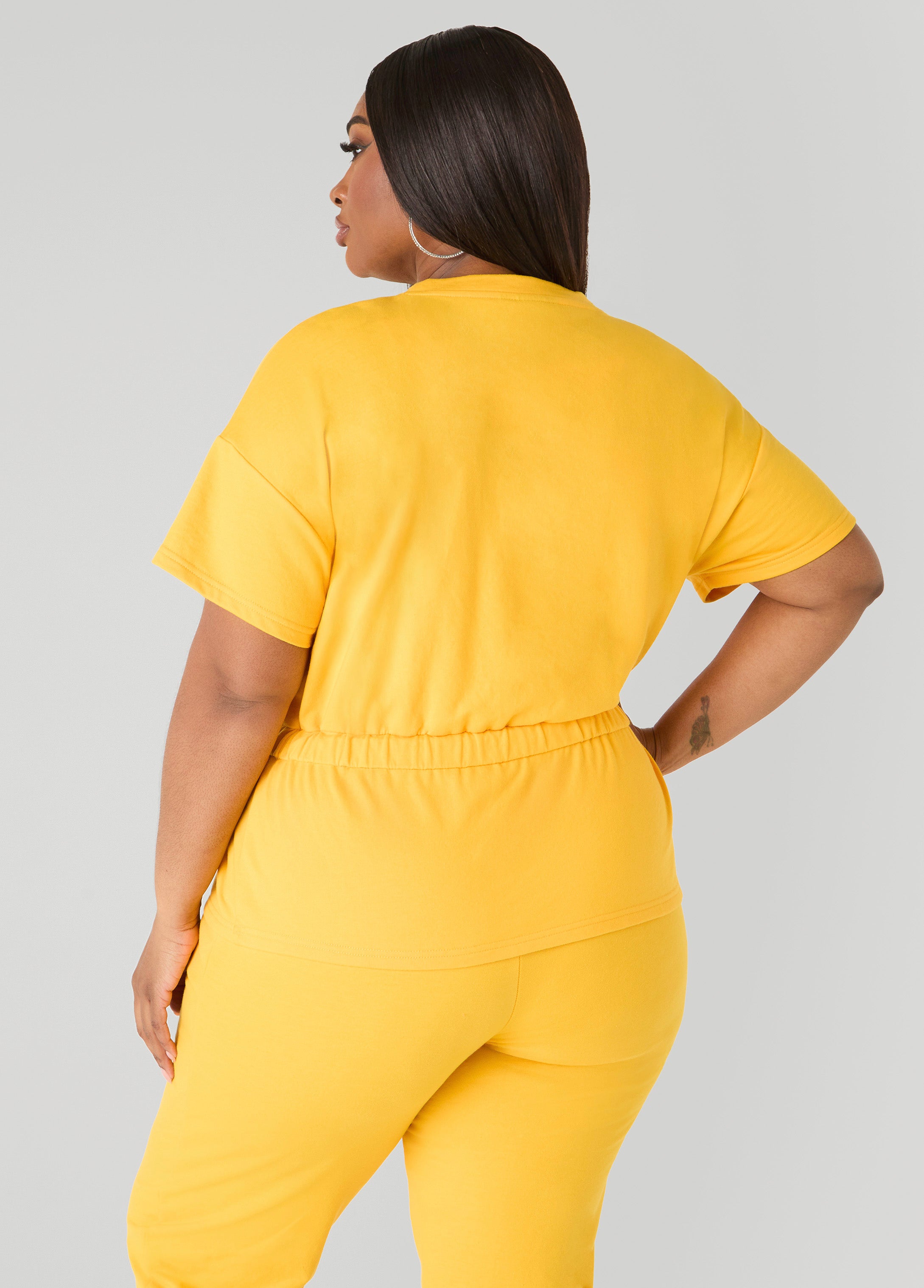 Drawstring Peplum Sweatshirt Spectra Yellow | Ashley Stewart