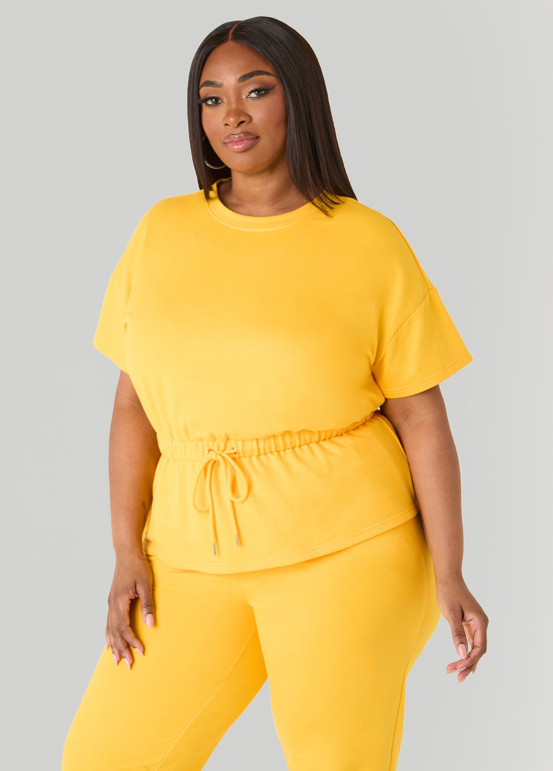 Drawstring Peplum Sweatshirt Spectra Yellow | Ashley Stewart