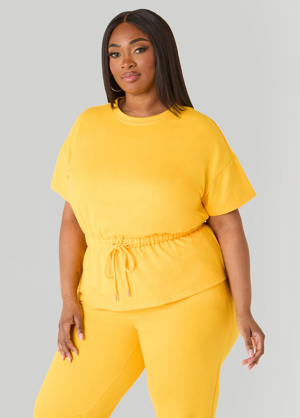 Drawstring Peplum Sweatshirt Spectra Yellow | Ashley Stewart