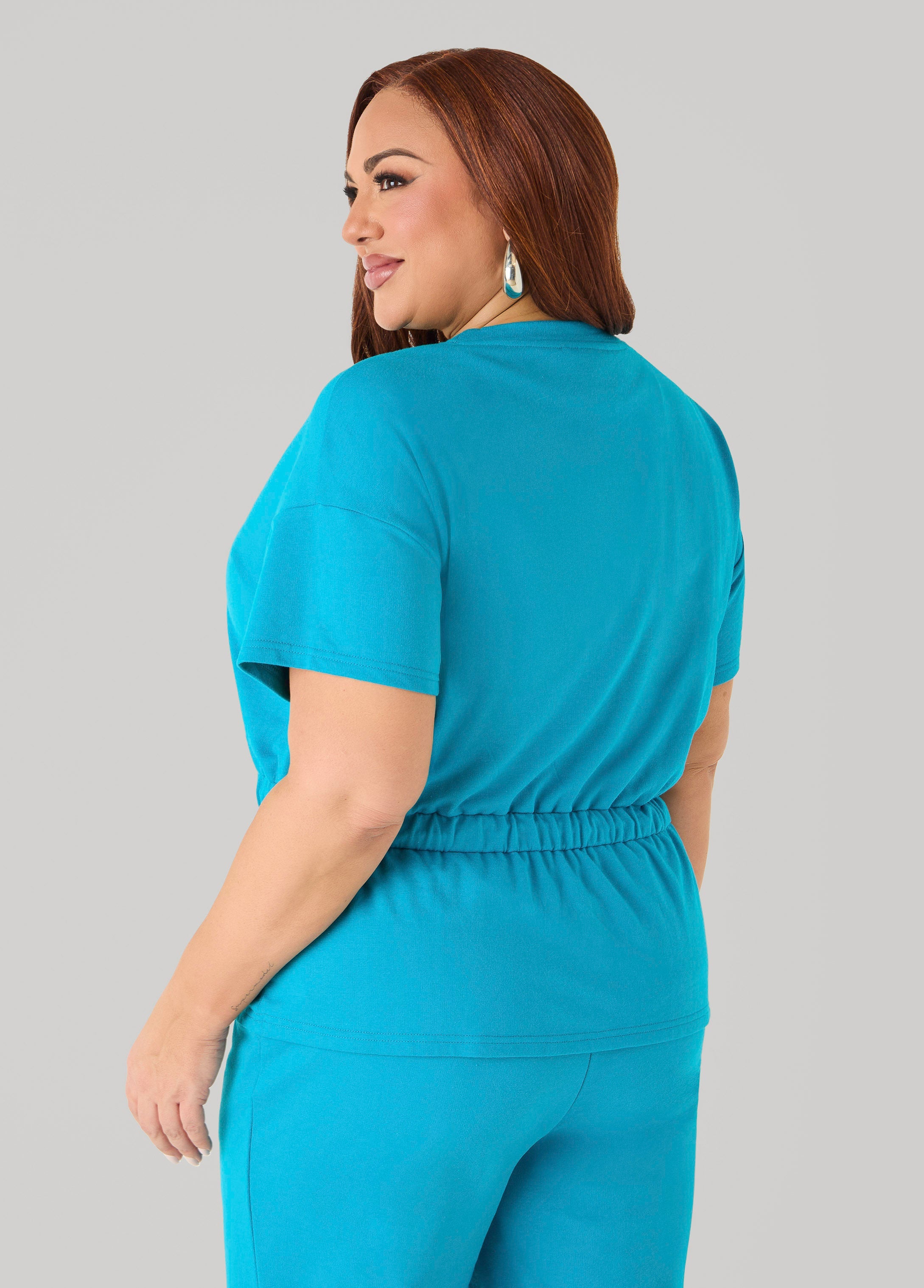 Drawstring Peplum Sweatshirt Spectra Yellow | Ashley Stewart