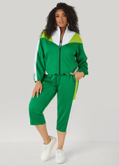 Side Split Colorblock Capris Macaw Green | Ashley Stewart