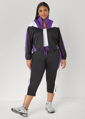 Side Split Colorblock Capris Macaw Green | Ashley Stewart