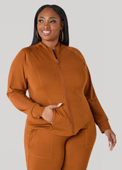 Zip Front Track Jacket Caramel Cafe | Ashley Stewart