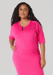 Keyhole French Terry Sweatshirt Beetroot Purple | Ashley Stewart