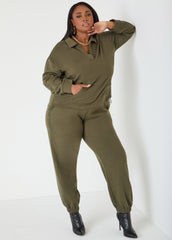 Crystal V Neck Pullover Olive Night | Ashley Stewart
