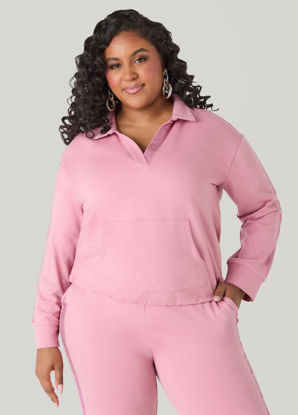 Crystal V Neck Pullover Olive Night | Ashley Stewart