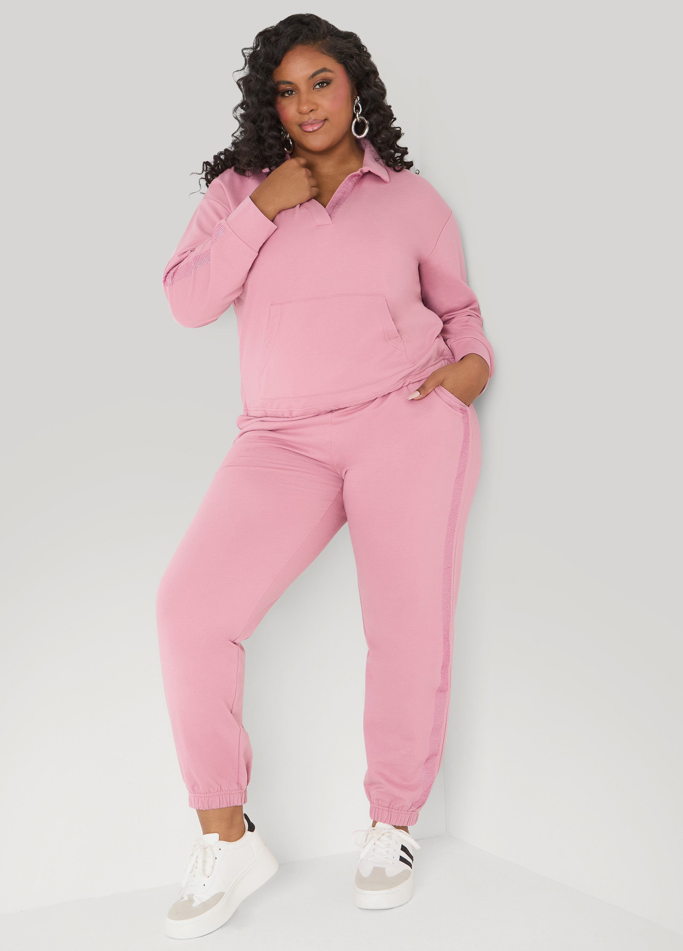 Crystal V Neck Pullover Olive Night | Ashley Stewart
