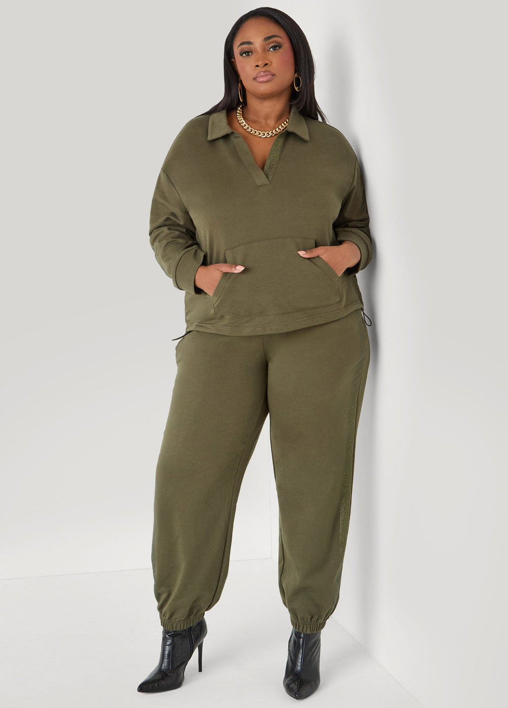 Crystal Joggers Olive Night | Ashley Stewart