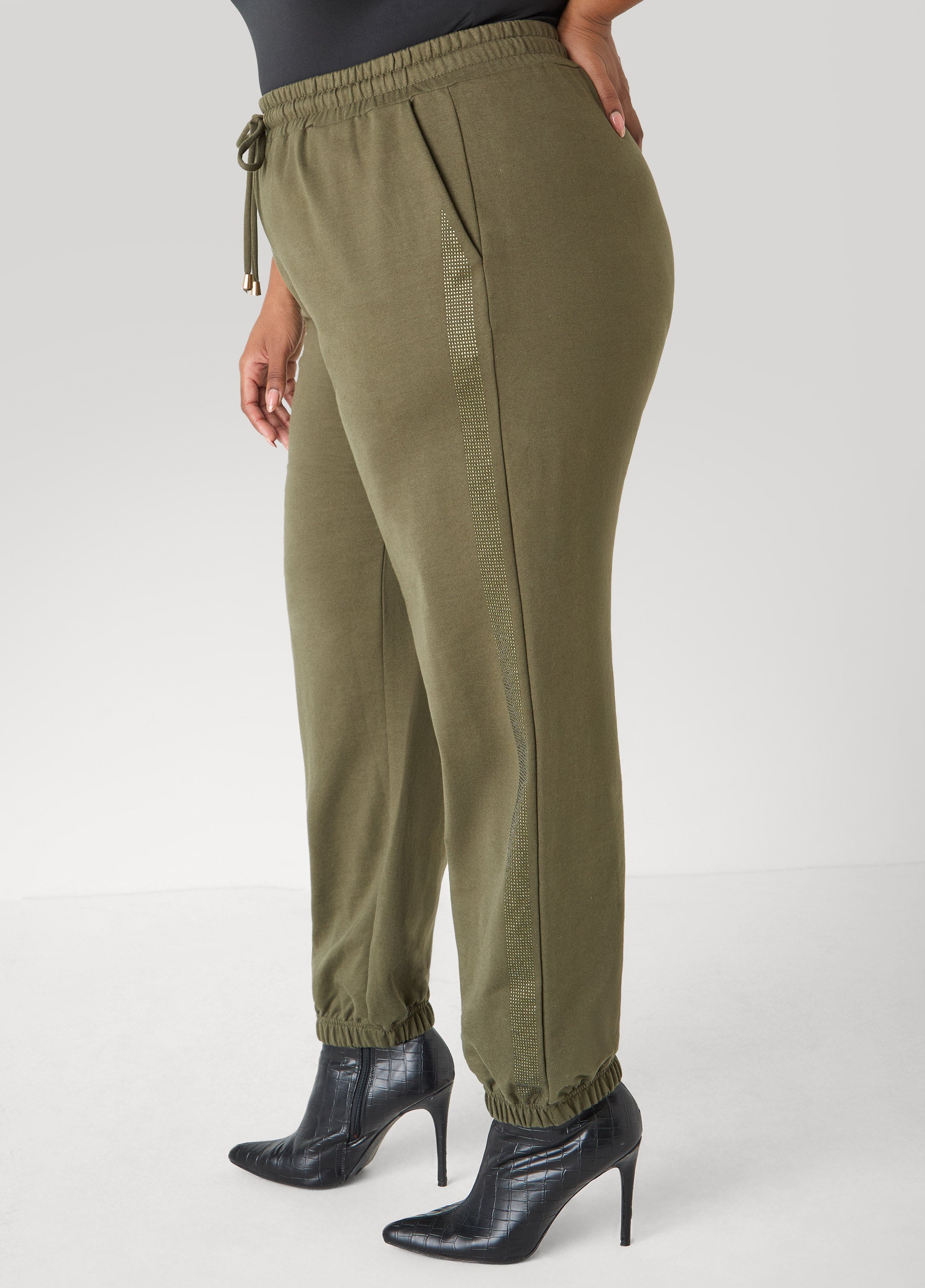 Crystal Joggers Olive Night | Ashley Stewart