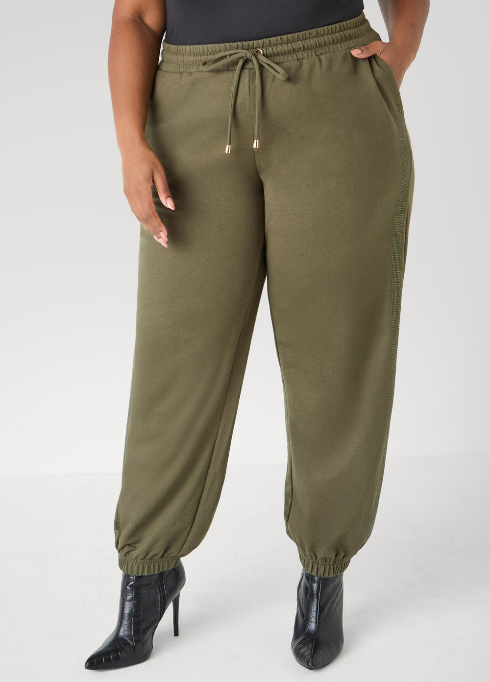 Crystal Joggers Olive Night | Ashley Stewart