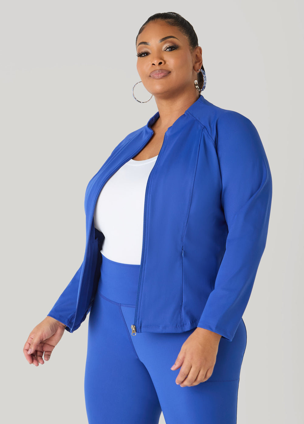 Zip Front Athletic Jacket Burgundy | Ashley Stewart