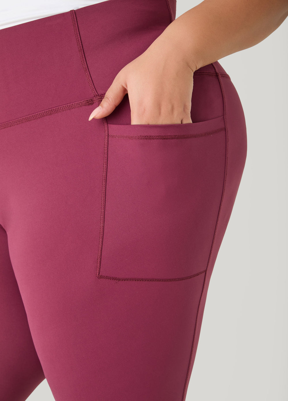 High Rise Athletic Leggings Burgundy | Ashley Stewart
