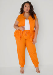 Mid Rise Drawstring Joggers Persimmon Orange | Ashley Stewart