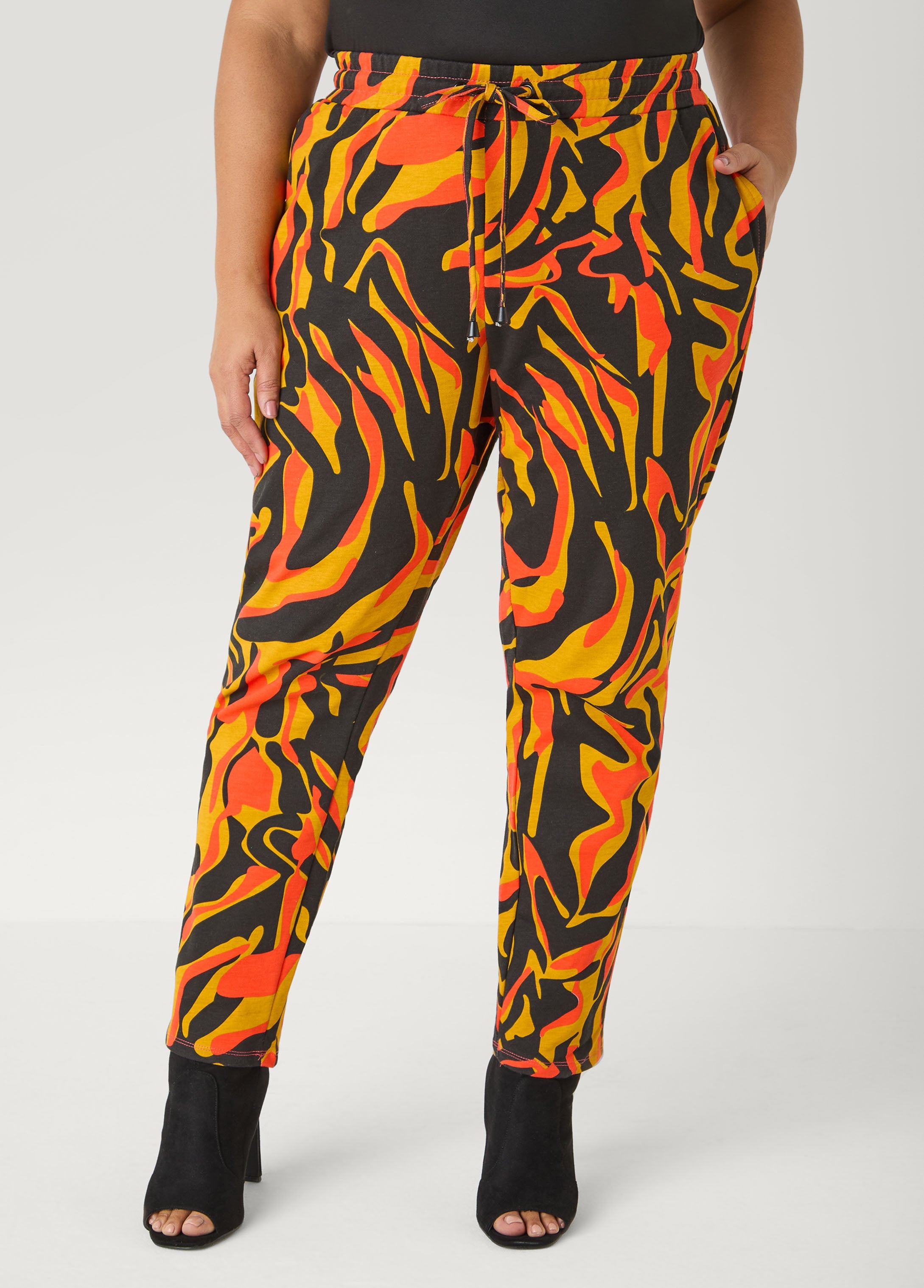 Printed Joggers SPICY ORANGE | Ashley Stewart