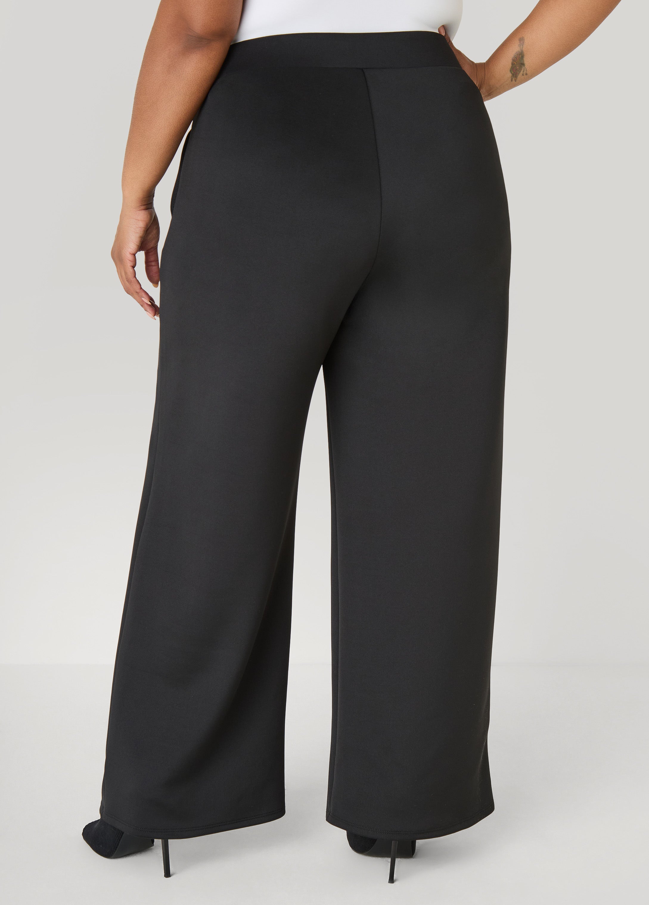Striped Wide Leg Track Pants Black | Ashley Stewart