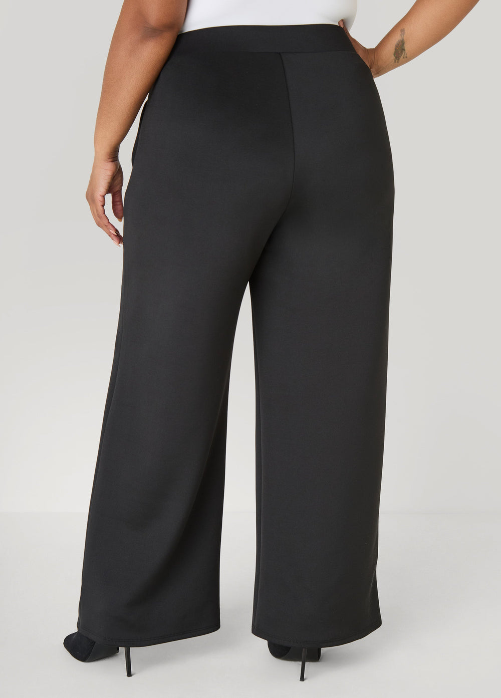 Striped Wide Leg Track Pants Black | Ashley Stewart