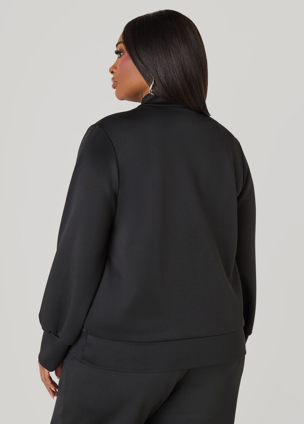 Striped Zip Front Track Jacket Black | Ashley Stewart