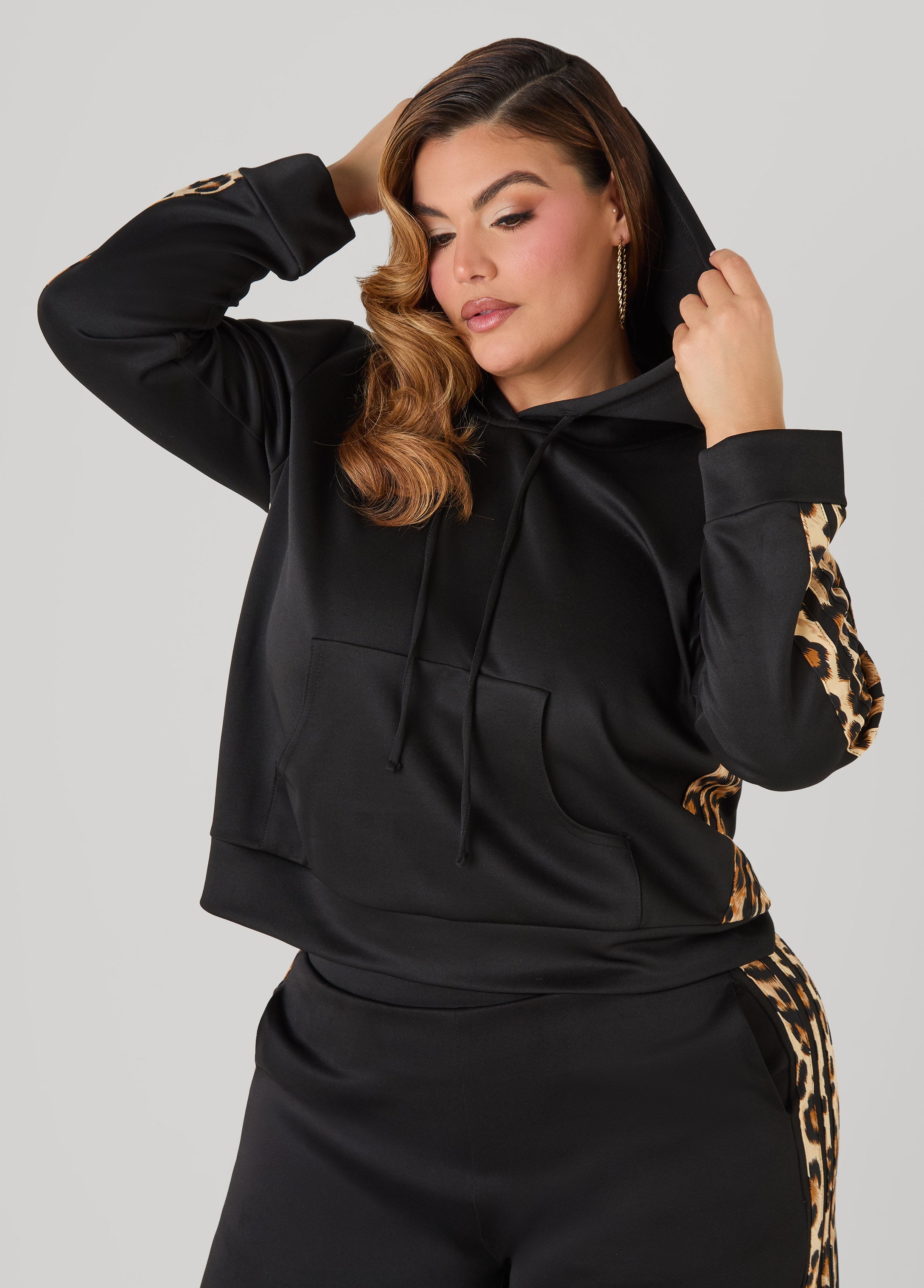 Animal Striped Hoodie Black | Ashley Stewart