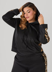 Animal Striped Hoodie Black | Ashley Stewart