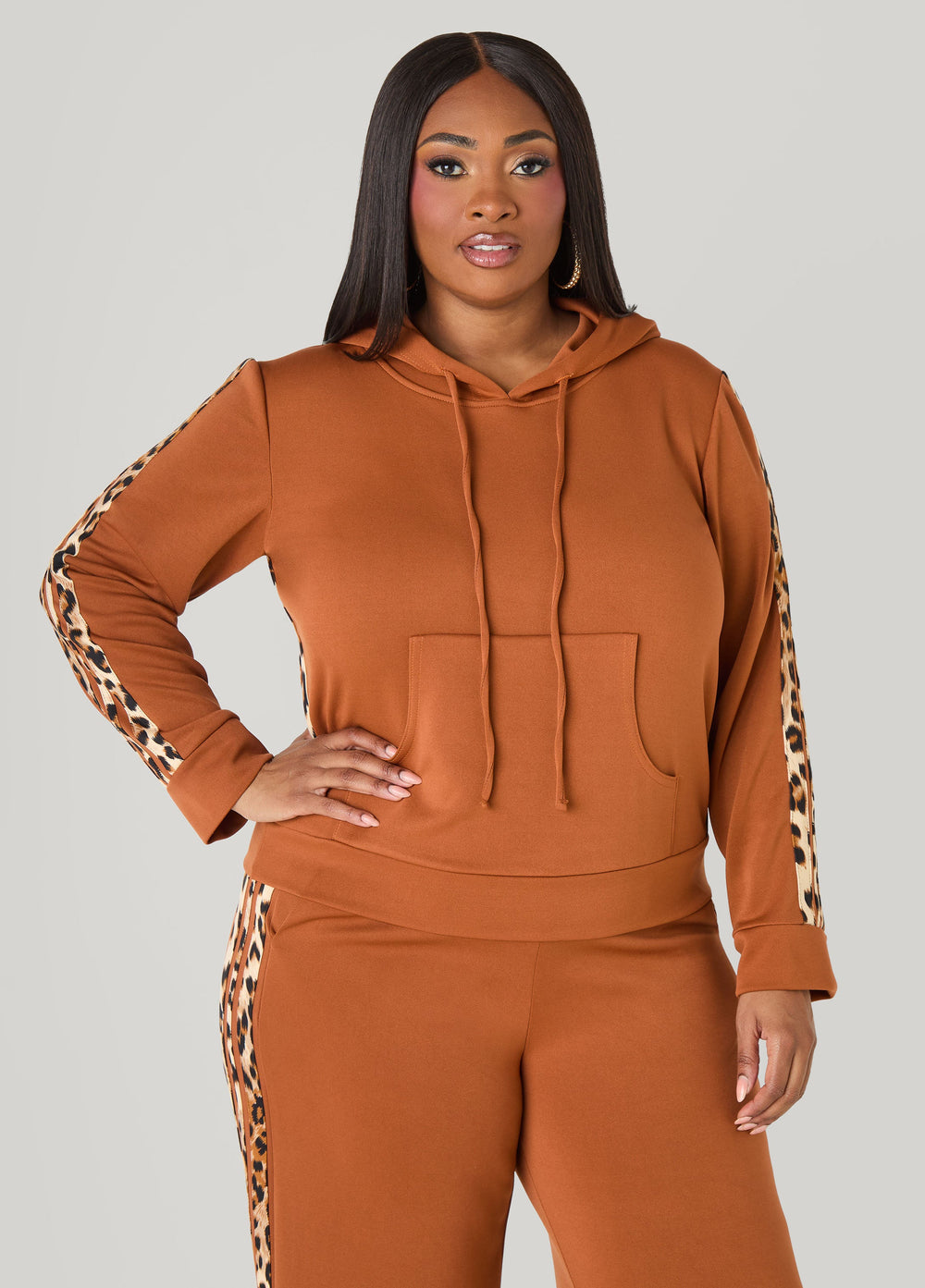 Animal Striped Hoodie Black | Ashley Stewart