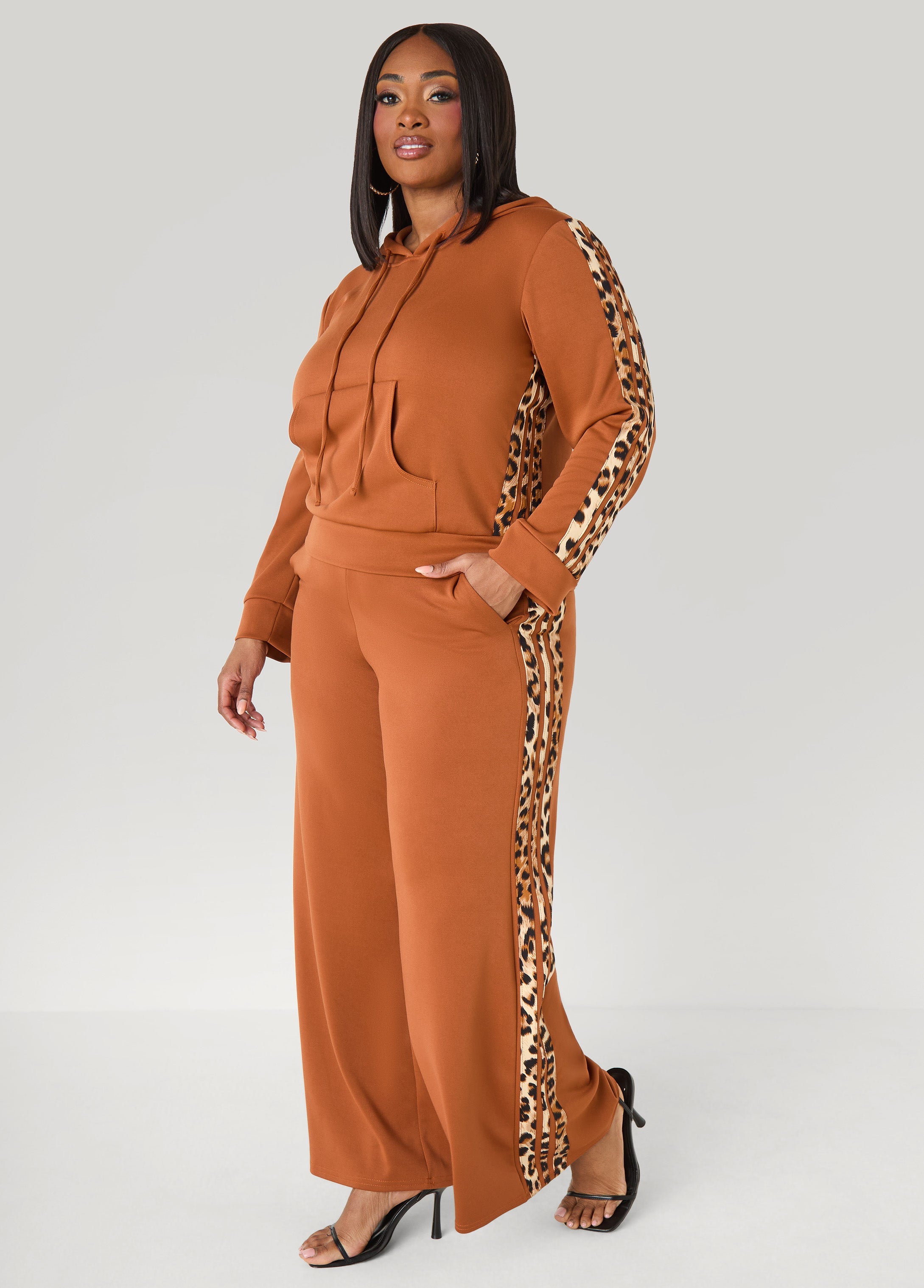 Animal Striped Hoodie Black | Ashley Stewart