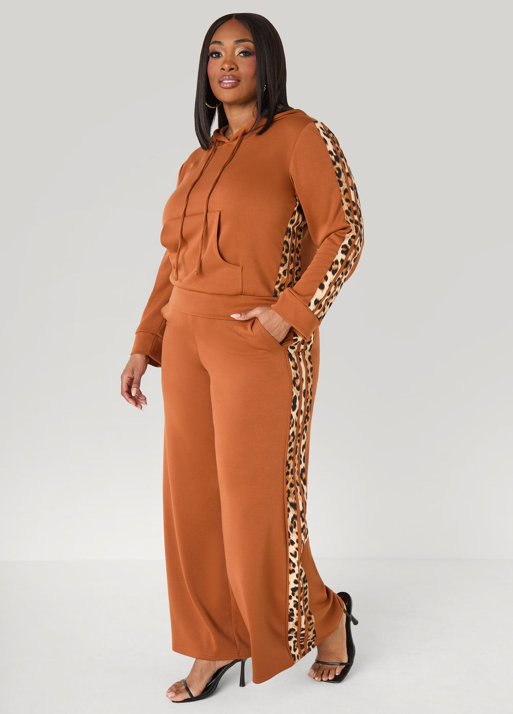 Animal Striped Hoodie Black | Ashley Stewart