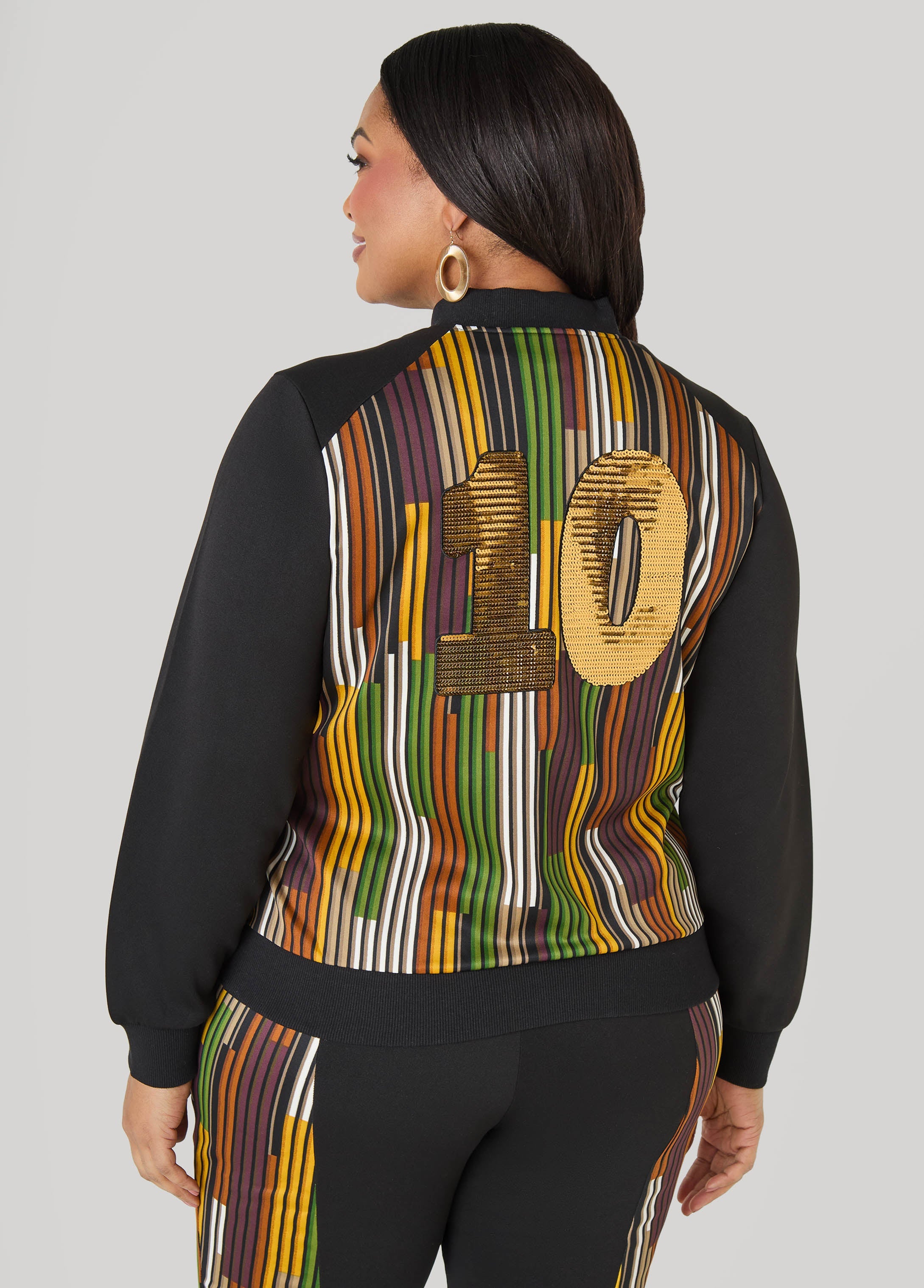 10 Appliqued Striped Track Jacket Multi | Ashley Stewart