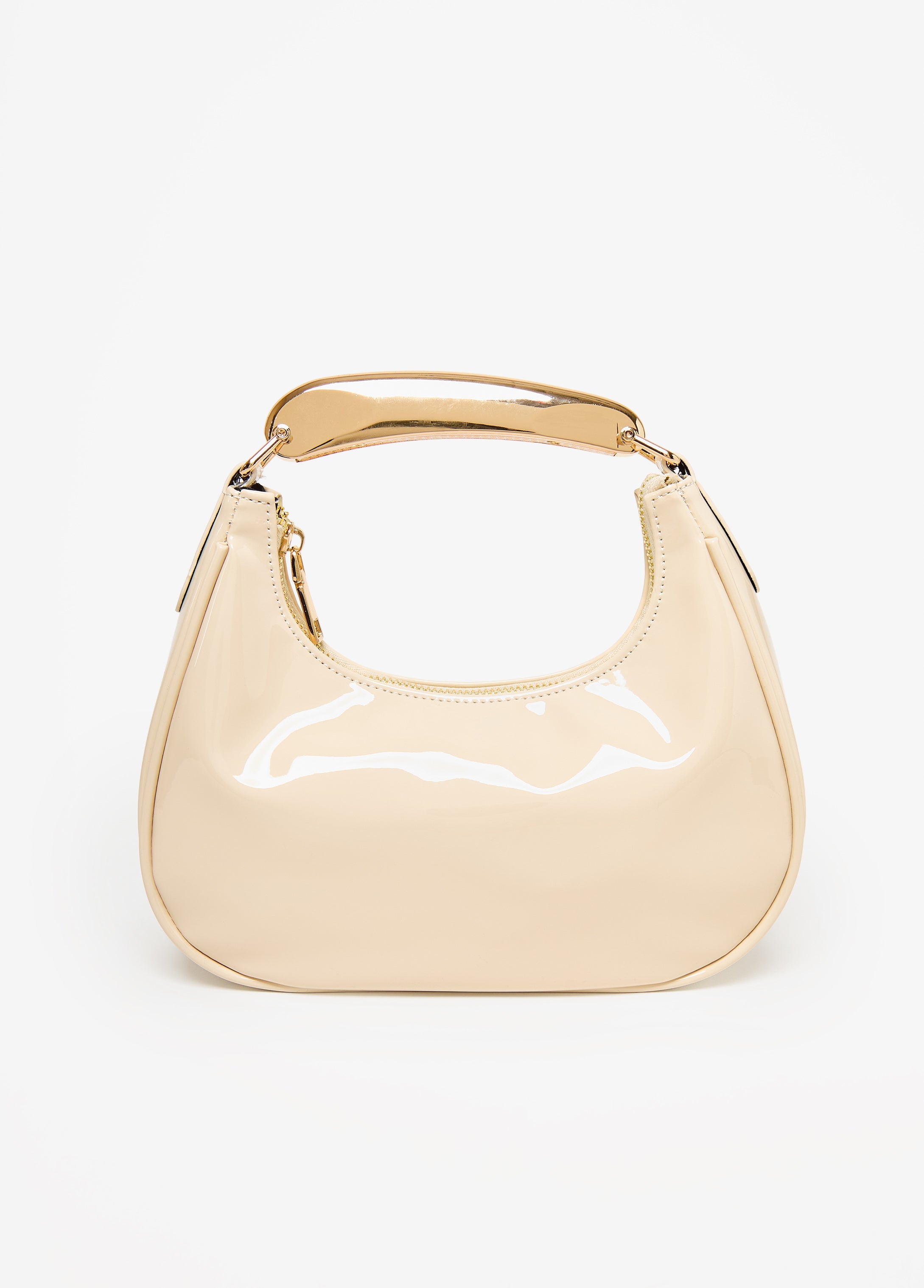 Faux Patent Leather Hobo Bag Ivory | Ashley Stewart