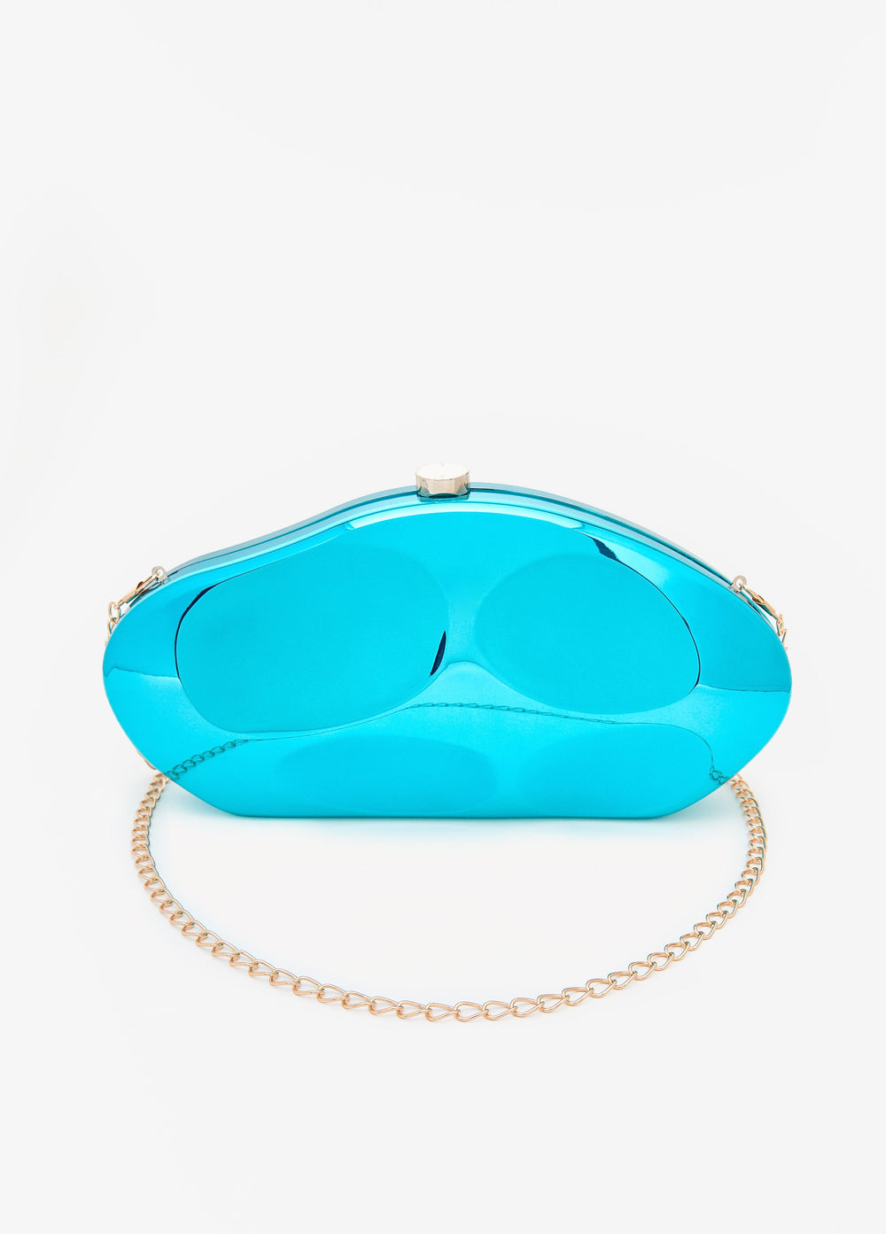Hammered Metallic Bean Clutch Blue | Ashley Stewart